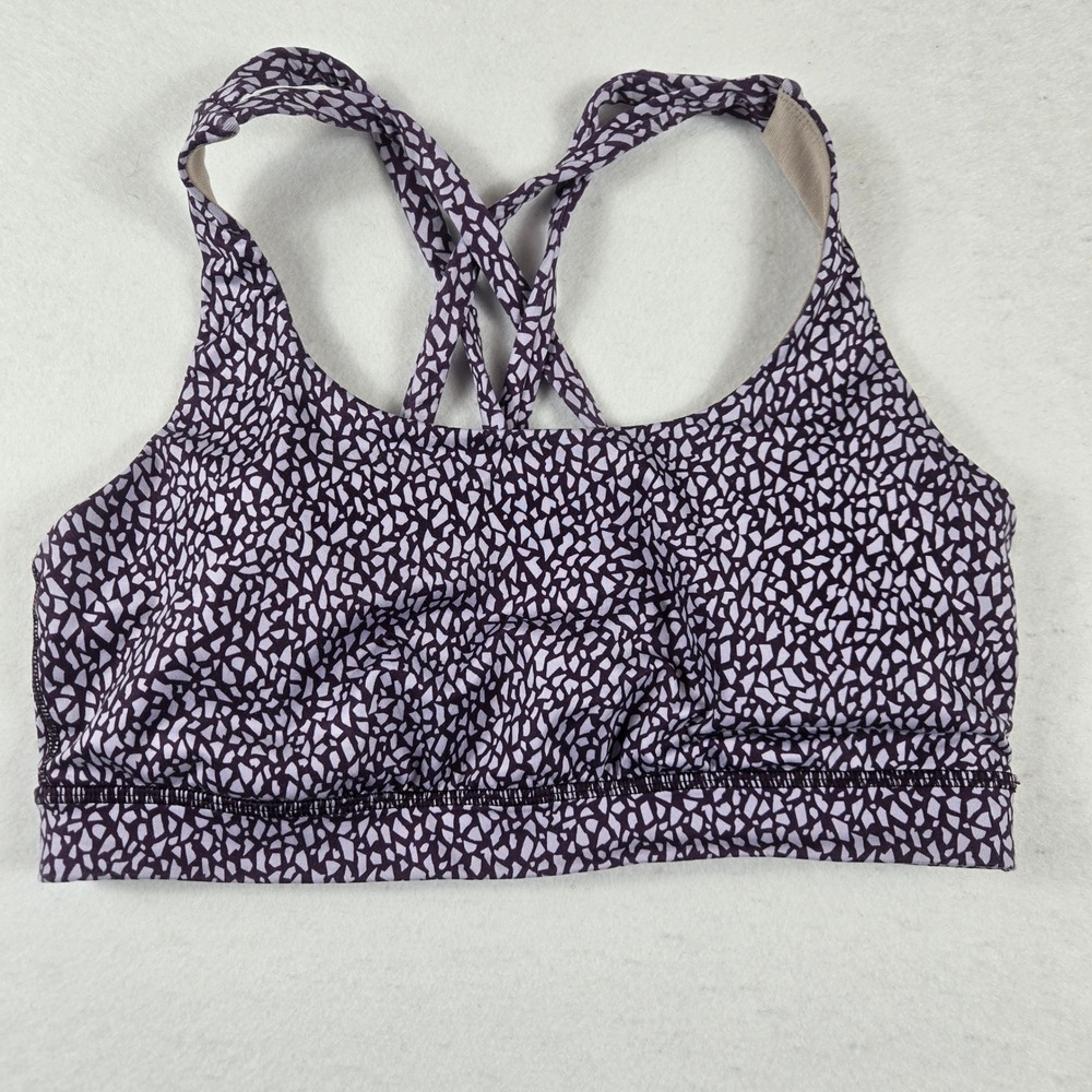 Lululemon Free To Be Wild Sports Bra Womens 10 Purple Mosaic Strappy Back